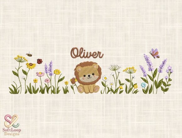 Adorable Safari Charm: The Custom Lion Embroidery Design