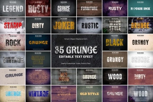 Editable Grunge Text Effect Bundle: Your 2023 Design Toolkit