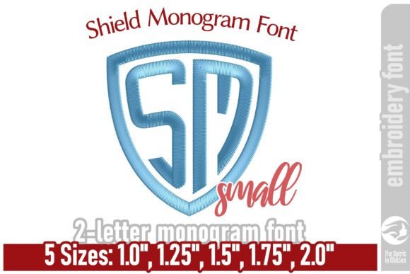 Shield Monogram Embroidery Font - Small: Bold, Personalized Two-Letter Monograms